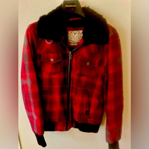 Fox Riders & Red and Black Plaid Jacket - Picture 1 of 3